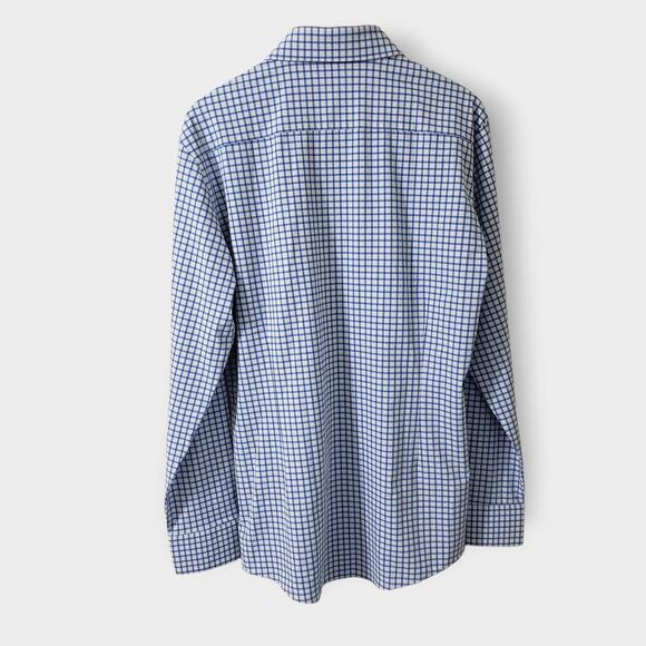 Mizzen + Main Leeward Performance Trim Dress Shirt Blue Orange Gingham Sz Large - Picture 6 of 14